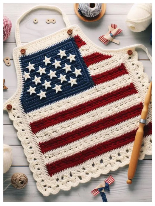 Crochet Patriotic Apron Crochet Patriotic Apron