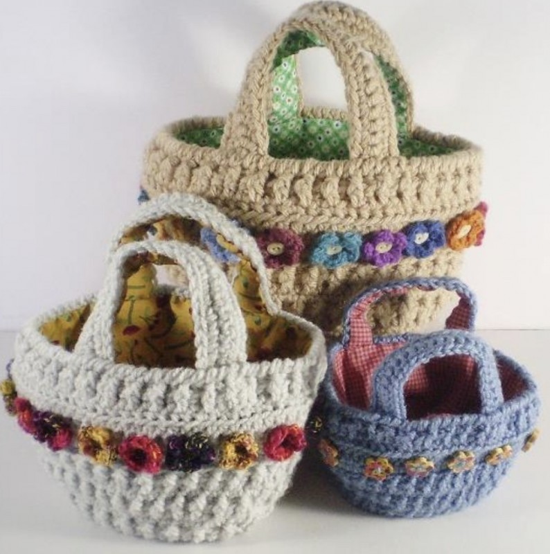 Make Flower Baskets FREE CROCHET PATTERN — All Crochet Ideas