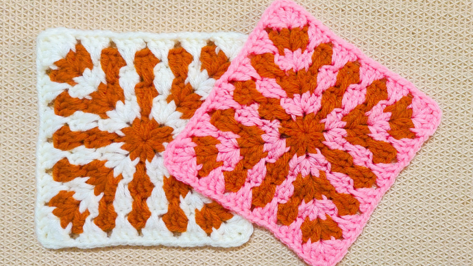 Trickle Down Crochet Granny Square Block Pattern