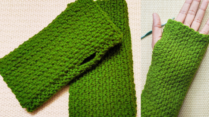 Easiest No Fuss Crochet Fingerless Gloves