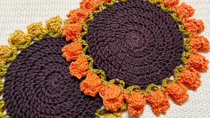 Easy Crochet Autumn Flower Placemats